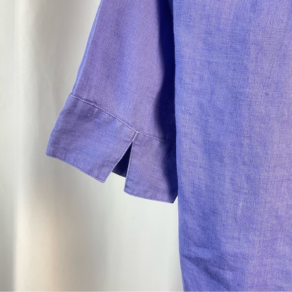 Nordstrom Periwinkle Small Linen Casual Button Down Shirt Relaxed Fit Collared - Picture 5 of 8